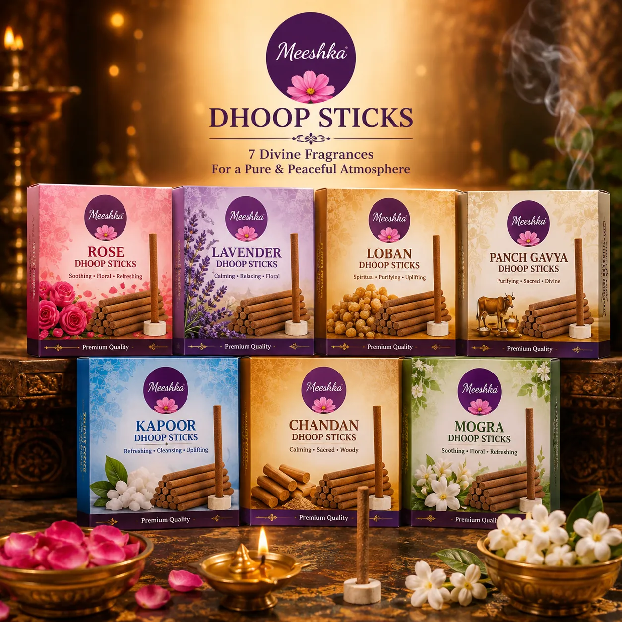 Meeshka dhoop sticks, seven fragrances
